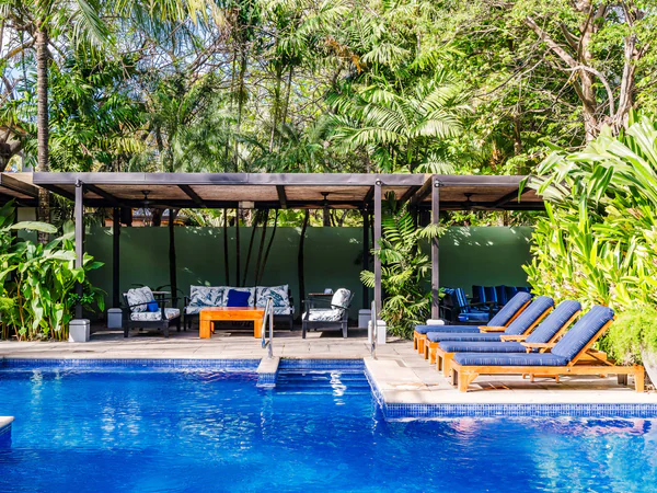 Luxurious Poolside Oasis with Elegant Lounge Area